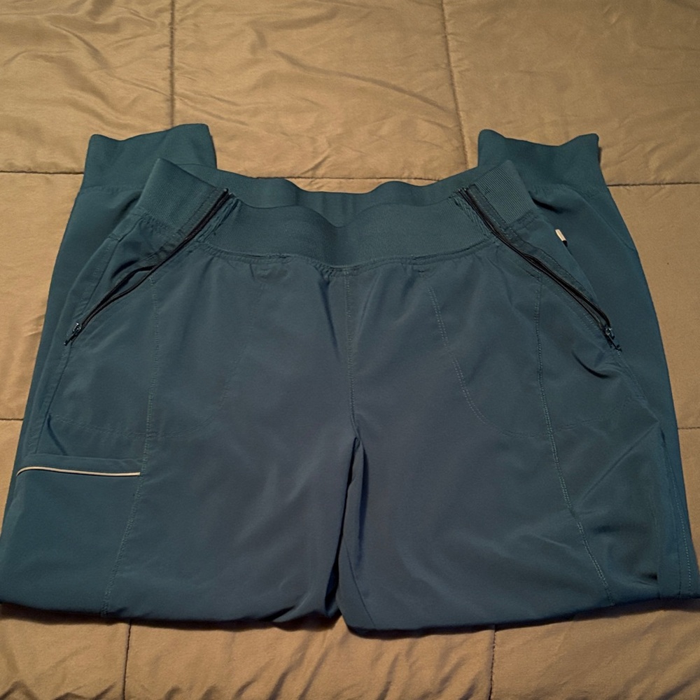 Teal Athletic Pants with Zipper Pockets
